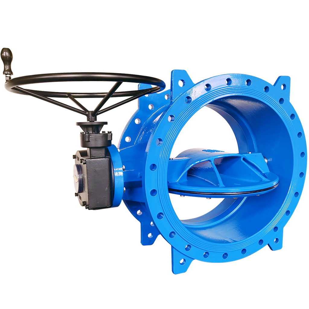 Model U-DEBFV Double Eccentric Butterfly Valve, F4, DN1000-PN10, NBR. Operation: Gearbox with Handwheel & ISO Top (ISO-5211)