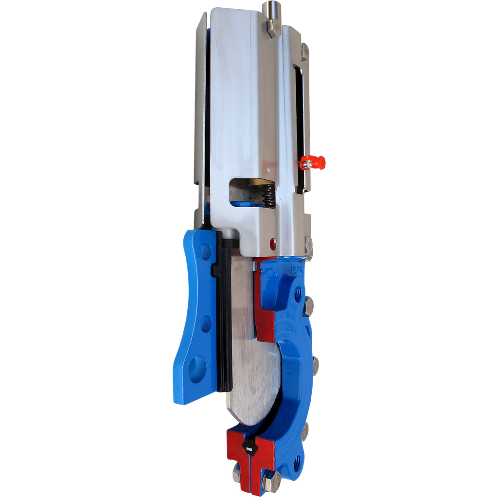 Modell W-KGV Plattenschieber, DN400-PN10, Platte: A4-SS316 (1.4401). Betätigung: Handrad