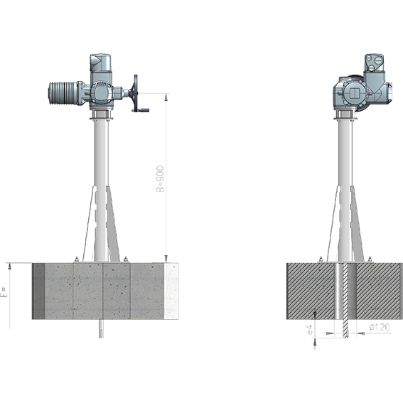 Column Stand cantilevered V4A-SS316 with Handwheel (D=400mm)