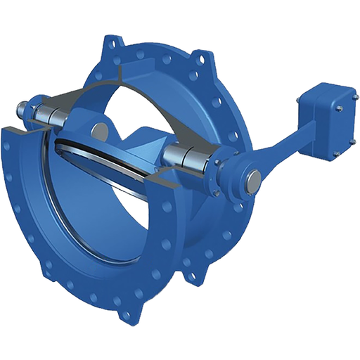 [TTSCV-14-0600-E10-42A2ST00] Model  TTSCV Tilting Disc Terugslagklep met hefboom en gewicht, DN600-PN10, EPDM